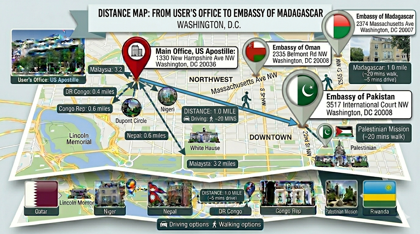 Map of Madagascar Embassy Legalization & Authentication Services